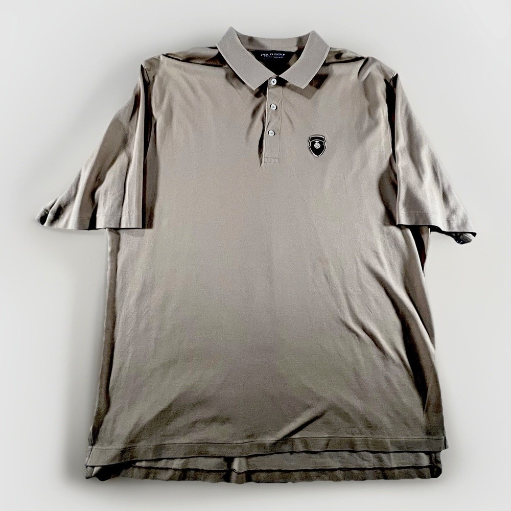 Polo Golf Ralph Lauren Polo Mens XL Tan Pima Cotton Short Sleeve Crest Shield